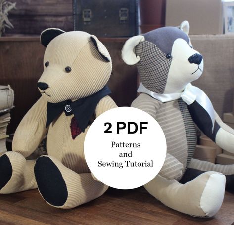 sewing toys patterns Bear Patterns Free Sewing, Sewing Bear, Ties Crafts, Memory Bears Pattern Free, Sitting Bear, Teddy Bear Patterns Free, Memory Bears Pattern, Bear Patterns Free, Teddy Bear Sewing Pattern