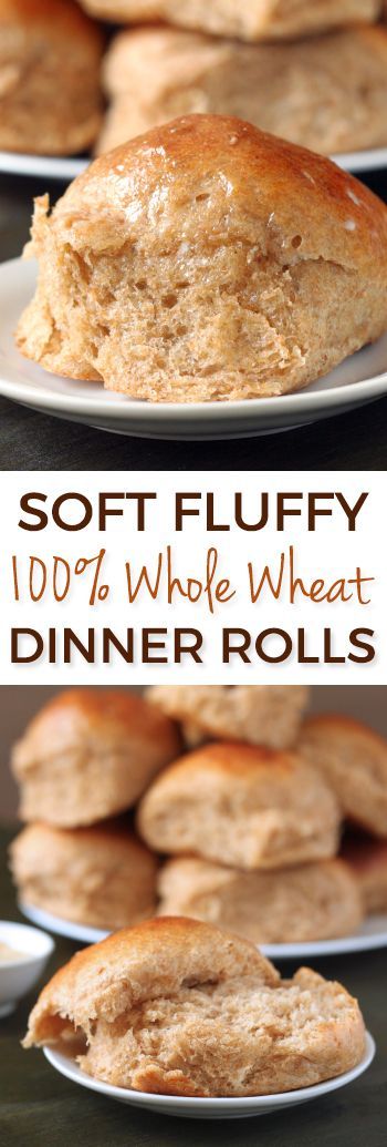 The best 100% whole wheat dinner rolls ever  so incredibly soft and fluffy! With a dairy-free option. Perfect for Thanksgiving! Whole Wheat Dinner Rolls, Wheat Dinner Rolls, Wheat Rolls, Whole Wheat Rolls, Fluffy Dinner Rolls, Wheat Recipes, Biscuit Rolls, Dinner Rolls Recipe, Bread Machine Recipes