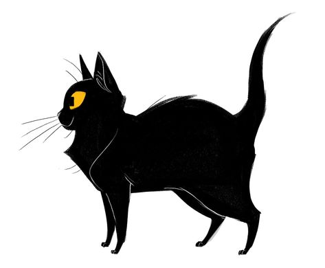 Daily Cat Drawings, Black Cat Cartoon, Black Cat Drawing, Black Cat Anime, Cat Drawings, Cat Cartoon, Small Drawings, A Black Cat, Cat Character