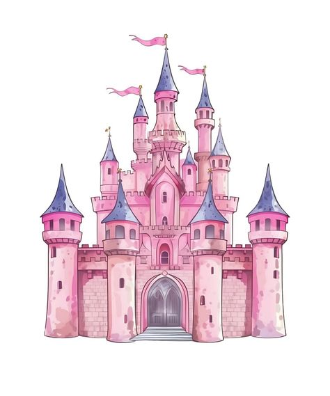 Disney Castle Drawing, Princess Mural, Cartoon Spaceship, Disney Princess Birthday Cakes, Diy Cake Topper Birthday, Disneyland Princess, Castle Drawing, Disney Princess Cartoons, Happy Birthday Printable