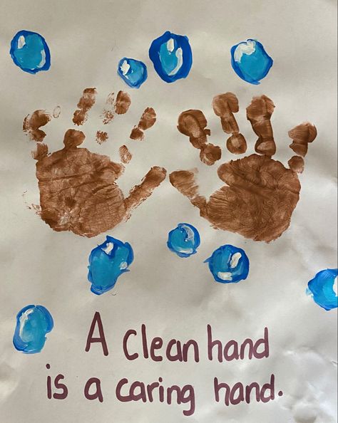 Handwashing Crafts Preschool, Hand Washing Art Preschool, Germs Theme For Preschool, Preschool Handwashing Activities, Preschool Hygiene Crafts, Healthy Living Crafts For Preschool, Healthy Habit Crafts For Preschool, Healthy Body Crafts For Toddlers, Germ Preschool Crafts