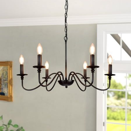 Chandelier Modern Black, Kitchen Island Industrial, Black Pendant Light Kitchen, Chandelier Classic, Candle Ceiling, Modern Black Pendant Lights, Farmhouse Chandelier Lighting, Light For Kitchen Island, Candlestick Chandelier