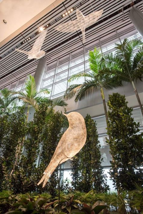 BIRDS - Cédric Le Borgne's Portfolio Chettinad House, Changi Airport Singapore, Lighting Sculpture, Selfie Wall, Green Facade, Changi Airport, Airport Design, Interior Wall Design, Boy London