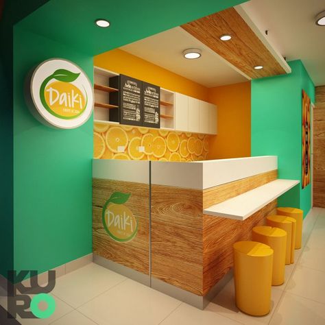 Juice Kiosk Design, Juice Kiosk, Juice Bar Interior, Ruang Tamu Outdoor, Dubai Interior Design, Juice Bar Design, Bubble Tea Shop, Coffee Bar Design, Supermarket Design