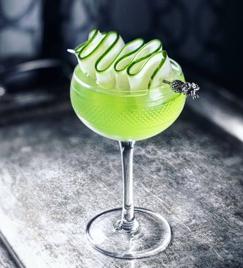 Bartender on Instagram: “Sammy Paradise  60ml Vodka 15ml Dry Vermouth 15ml Melon Liqueur 5 muddled Cucumbers Garnish: Cucumber Ribbon and Himalayan sea salt & black…” Pepper Infused Olive Oil, Gin Prosecco Cocktail, Host Game Night, Paradise Cocktail, Melon Liqueur, Drink Garnishing, Prosecco Cocktails, Himalayan Sea Salt, Liqueurs Recipes