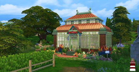 Download at www.akisima.de House Sims 4, Greenhouse Cafe, Best Greenhouse, Build A Greenhouse, Sims 4 House Building, Garden Planter Boxes, Sims 4 House Design, Casas The Sims 4, Sims Building