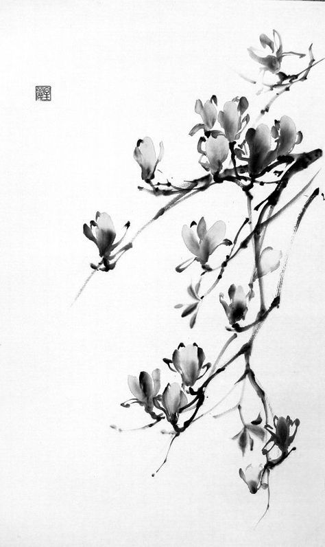 Dualism Art, Chinese Painting Tattoo, Japanese Ink Art, Chinese Ink Art, Orchid Drawing, Chinese Ink Painting, Japanese Ink Painting, Abstract Tattoo Designs, Chinese Art Painting