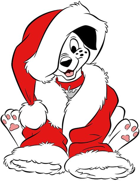 Clip art of 101 Dalmatians puppy in Santa Claus outfit #101dalmatians, #santapaws 101 Kiskutya, Disney Characters Christmas, Xmas Drawing, Christmas Cartoon Characters, Santa Claus Outfit, Clip Art Christmas, Christmas Drawings, Foto Disney, Christmas Clip Art