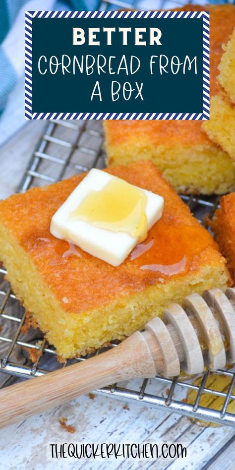 Making Boxed Cornbread Better, How To Make Cornbread Mix Better, Cornbread Box Hack, How To Make Box Cornbread Better, How To Make Boxed Cornbread Better, Box Cornbread Hacks, Cornbread Mix Add Ins, Boxed Cornbread Recipes, Box Cornbread Better