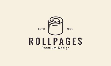 Lines paper or tissue roll logo symbol v... | Premium Vector #Freepik #vector #tissue-roll #toilet-paper #toilet-roll #line-illustration Roll Logo, Sushi Logo, Logo Design Graphics, Logo Packaging Design, Paper Logo, Flora Design, Typography Hand Drawn, Food Logo Design, Logo Symbol