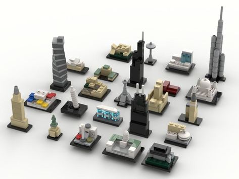 Mini Lego Buildings, Lego Mini City, Lego Micro City, Lego Micro Builds, Lego Architecture Building, Lego Micropolis, Lego Microscale, Shanghai Tower, Lego Micro