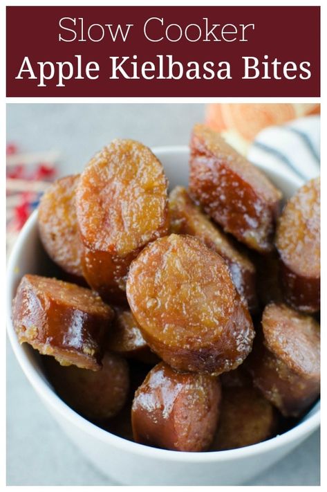 Slow Cooker Apple Kielbasa Bites Cooktop Cove, Hours Devours, Apple Kielbasa Bites, Apple Kielbasa, Kielbasa Bites, Slow Cooker Kielbasa, Fake Ginger, Slow Cooker Apple, Kielbasa Recipes