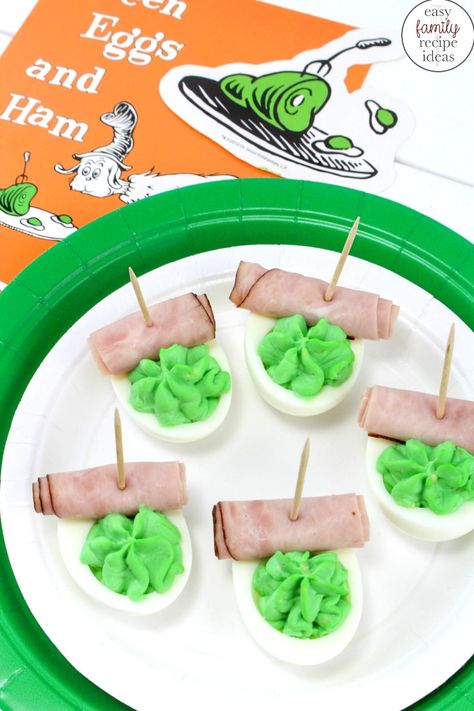 Dr. Seuss Birthday Party Food Ideas Everyone Will Love - Easy Family Recipe Ideas Dr Seuss Food, Dr Seuss Snacks, Dr Seuss Party Ideas, Dr Seuss Party, Ham Breakfast, Dr Seuss Crafts, Avocado Deviled Eggs, Dr Seuss Birthday Party, Seuss Crafts