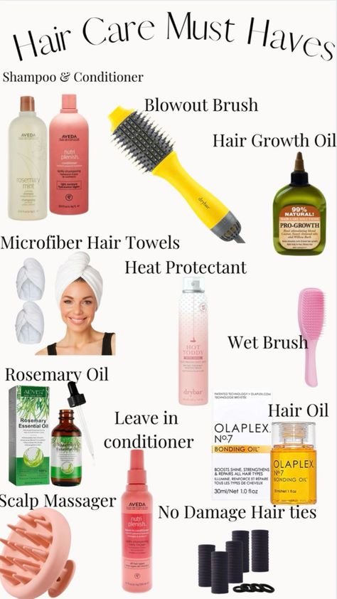 Girl Needs Products, Must Have Hair Products, Hair Care Must Haves, Healthy Hair Routine, Curly Hair Care Routine, Aveda Hair, Hair Growing Tips, Basic Skin Care Routine, Hair Essentials