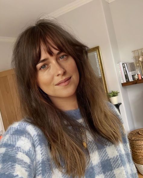 Scandinavian Hairstyles, Hair Marketing, Dakota Johnson Bangs, Bottleneck Bangs, Dakota Johnson Hair, Lashes Mascara, Ferrari F12, Peinados Fáciles Para Cabello Corto, Long Hair With Bangs