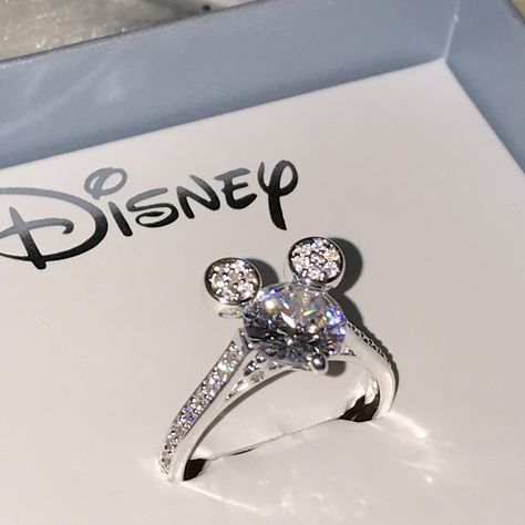 Disney’s Mickey Mouse Ring Size 6 High Quality, Full Of Sparkle Silver Cz Ring New In Box! Pescara Jewelry Photo (Last Photo) Shown As An Example Of This Ring As An Engagement Ring With Band Disney Wedding Ring, Disney Tutorial, Engagement Ring With Band, Disney Ring, Mickey Mouse Jewelry, Disney Wedding Rings, Ring With Band, Disney Engagement Rings, Mickey Mouse Ring