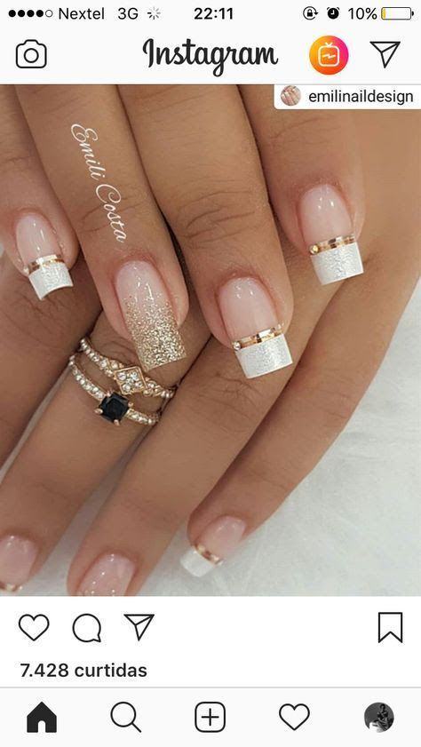 Gold French Tip Nails are the perfect way to add a touch of luxury to any look. Winter Nail Design, Fancy Nails Designs, Smink Inspiration, Nail Art Wedding, Winter Nail, Nail Designs Glitter, Fancy Nails, Creative Nails, Gorgeous Nails