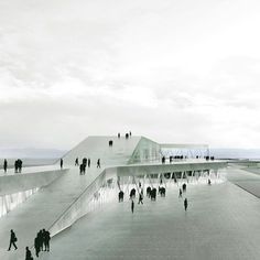 Danish architects C. F. Møller have won a competition to design a new ferry terminal in Stockholm, Sweden.: Ramps Architecture, Ferry Terminal, Mid Century Architecture, Cultural Architecture, Architecture Rendering, Architecture Presentation, Concept Architecture, Architecture Project, Contemporary Architecture