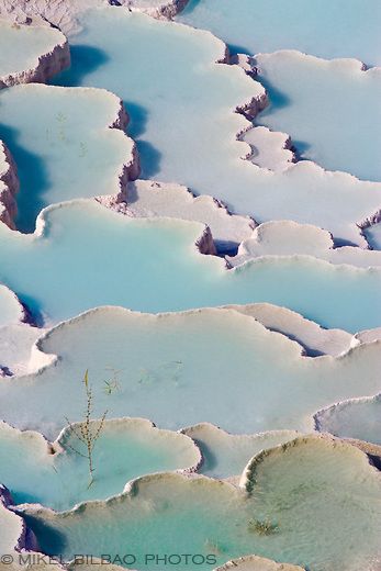 Travertine terrace formations. Pamukkale.  Denizli province. Anatolia. Turkey. Samantha Wills, Twisted Pair, Aerial View, Beautiful World, Blue And Green, Natural World, Wonders Of The World, Design Branding, Mother Nature