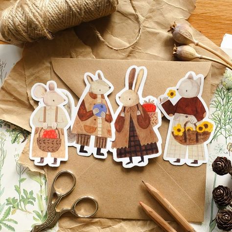 Squirrel Sticker, Sticker Journaling, Strawberry Rabbit, Squirrel Illustration, Illustration Stationery, Elsa Beskow, Blueberry Picking, Journaling Planner, Rabbit Illustration