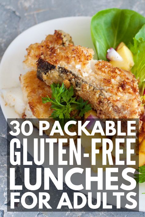 30 Portable Gluten Free Lunch Ideas for Adults | Whether you’ve gone gluten free as part of your clean eating plan to lose weight, or have celiac disease, this collection of 30 quick, easy, simple, healthy, and delicious gluten-free packable lunch ideas and snacks for work will NOT disappoint. We’ve even included some lunch in a jar ideas to inspire you! #glutenfree #glutenfreerecipes #glutenfreelunches #glutenfreedairyfree #glutenfreekids Lunches To Take To Work Gluten Free, Gluten Free Recipes For Lunch Simple, Gluten Free Lunch Recipes For Work, Gluten Free Dairy Free Lunch For Work, Gluten Free Lunches On The Go, Easy Gluten Free Lunches For Work, Gluten Free Work Lunch Ideas, Gluten Free Packed Lunch Ideas, Easy Gluten Free Lunch Ideas For Work