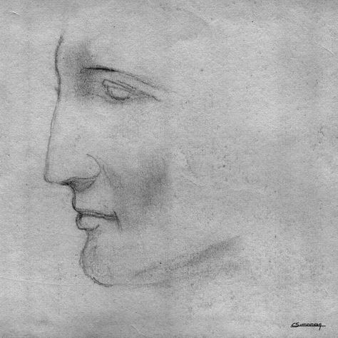 Greek ..profile Greek Statue Side Profile, Greek Side Profile, Side Profile Sketch, Greek Drawing, Face Profile, Art Theme, Model Face, Side Profile, Male Art