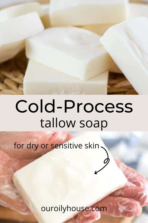 Magnesium Soap Recipe, Sensitive Skin Soap Recipe, Diy Tallow Dish Soap, Tallow Bar Soap, How To Make Tallow Soap, Beef Tallow And Honey Face Cream, Diy Tallow Soap, Cold Process Tallow Soap Recipe, Homemade Tallow Soap