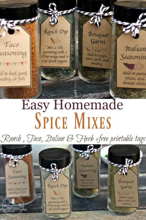 Homemade Spice Mixes, Diy Spice Mix, Herb Blends, Homemade Dry Mixes, Gifts For Housewarming, Taco Mix, Homemade Spice Mix, Spice Blends Recipes, Homemade Pantry