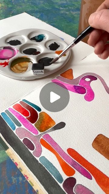 Water Colour Practice, Watercolor With Acrylic Paint, Tansy Hargan Art, Water Colours Drawing Ideas, Two Colours Combinations, Watercolour Art Beginners, One Colour Painting, Watercolour Inspiration Simple, Water Colour Painting Ideas Inspiration