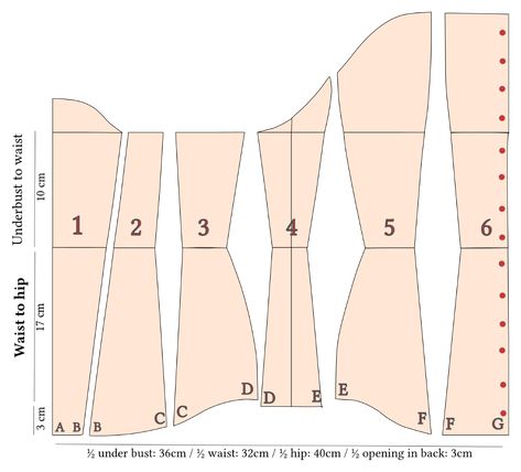 Corset Pattern Underbust, Pattern Corset, Bustier Pattern, Diy Corset, Projek Menjahit, Corset Sewing Pattern, Corset Pattern, Corset Fashion, Corsets And Bustiers