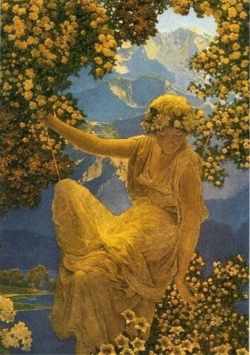 The Germanic goddess of dawn who is celebrated during the Spring Equinox. Maxfield Parrish Illustrations, Perfume Advertisement, Manipura Chakra, Maxfield Parrish, Pagan Goddess, Flowers In Her Hair, Nail Art Disney, Holiday Photography, Spring Equinox