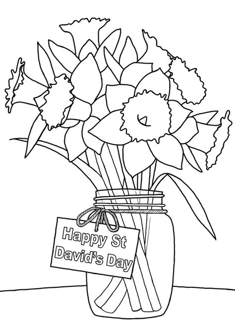 St Davids Day Craft, Coloring Pages For Seniors, St Davids Day, Daffodil Color, Lunch Club, St David, Saint David, Elderly Activities, Cute Piglets