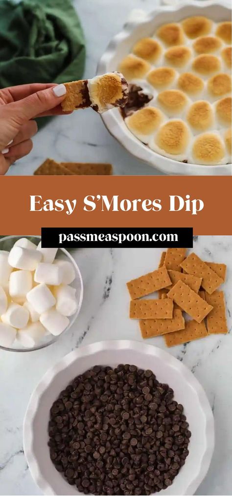 This delicious s’mores dip is made with just 3 ingredients, and it can be made in just a few minutes, in the oven, microwave, or air fryer! Try this for a tasty, simple treat! Easy Sweet Desserts Simple, S’mores Dip Air Fryer Recipe, S’more Dip Oven, Smores Dip Oven, S’mores Dip Oven, Microwave Smores Dip, Airfry S’mores, Healthy S’mores, Oven S’mores Dip