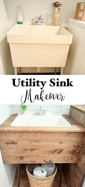 Last month for the $100 Room Challenge we restyled Kristen’s Laundry room with only a budget of $100 (like the title suggests). At the beginning of the month, we came up with the laundry room design, but couldn’t think what to do for the utility sink. We knew we just… Utility Sink Makeover, Sink Makeover, Diy Muebles Ideas, Laundry Room Remodel, Small Woodworking Projects, Utility Sink, Laundry Mud Room, Room Challenge, Laundry Room Makeover