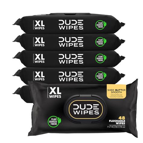 DUDE Wipes - Flushable Wipes - 6 Pack, 288 Wipes - Shea BUTTer Smooth Extra-Large Adult Wet Wipes - Vitamin-E & Aloe - Septic and Sewer Safe Restroom Architecture, Dude Wipes, Eucalyptus Tea, Flushable Wipes, Super Market, Body Smells, Wet Wipes, Wet Wipe, Baby Wipes