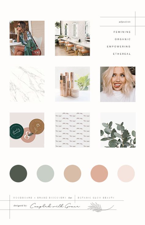 Feminine Moodboard Design for a Botanic Based Makeup Artist and Arbonne Consultant. Organic details, light + airy, natural brand design. Arbonne consultant branding. Bohemian makeup brand. Brand discovery process. Light And Airy Mood Board, Makeup Artist Mood Board, Makeup Artist Branding Design, Light And Airy Branding, Branding Board Inspiration, Consultant Branding, Bohemian Branding, Bohemian Makeup, Branding Mood Board Inspiration