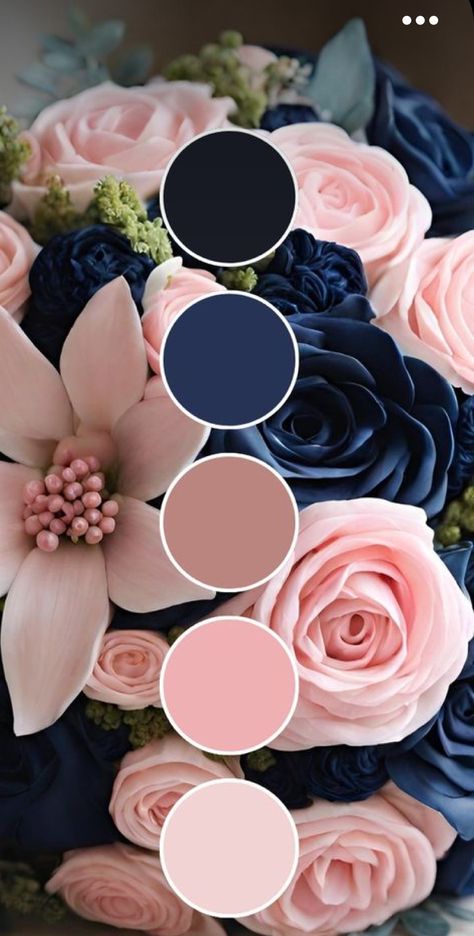 Dusty Rose Navy Blue Color Palette, Dark Blue Wedding Theme Color Combos, Dark Blue Green Pink Color Palette, Purple Neutral Color Palette, Colors That Compliment Teal, Quinceanera Color Ideas, Flower Bouquet Color Palette, Navy Blue And Blush Wedding Decorations, Graduation Color Schemes