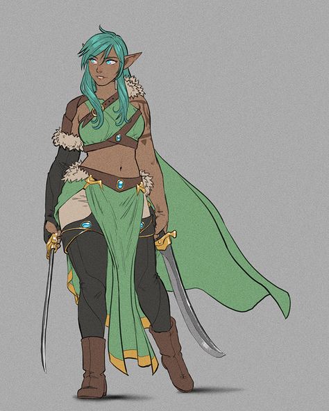 Elf Body Drawing, Elf Oc Drawing, Dryad Outfit, Wood Elf Outfit, Fantasy Elf Outfit, High Elf Bard, Wood Elf Female, Dnd Elf Character Design, Wood Elf Dnd