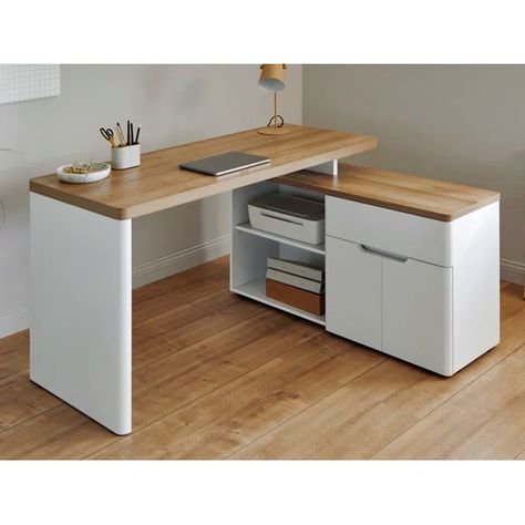 My Favourites Lists | Wayfair.co.uk Modern L Shaped Desk, Contemporary Office Design, Study Table Designs, Corner Desk Office, Brown Desk, Office Table Design, L Shape Desk, Study Desk, Study Table