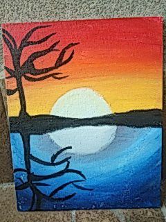 Night And Day Painting Easy, Day And Night Drawing Easy, Day And Night Painting Easy, Cool And Warm Colours Paintings, Sip And Paint Outfit Ideas, Warm And Cold Colours, Canvas Art Painting Acrylic, Acrylic Painting Inspiration, Disney Paintings