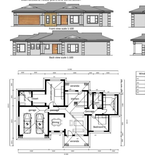 Model House Plan Layout, South Africa House Plans, Low Cost House Plans, Bungalow House Floor Plans, Flat Roof House Designs, Tuscan House Plans, Modern Bungalow House Plans, House Paintings, House Plans South Africa