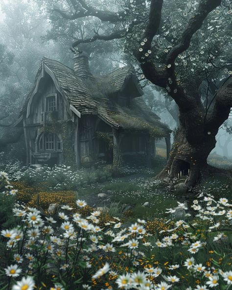 Dark Fairytale Aesthetic, Witchy Cottage, Witch's House, Forest Cottage, Medieval Aesthetic, Fairytale Aesthetic, Creepy Houses, Gothic Fantasy Art, Fairytale Photography