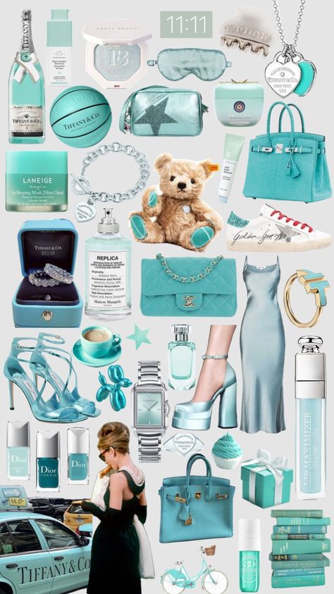 #tiffanyandco #tiffany #tiffanyblue #outfitinspo #moodboard #aesthetic #inspo #turquoise #beauty #vibes #fyp Tiffany Blue Wallpapers, Tiffany Birthday Party, Victoria's Secret Aesthetic, Turquoise Aesthetic, Tiffany Birthday, Turquoise Party, Turquoise Clothes, Tiffany Girls, Tiffany Blue Box