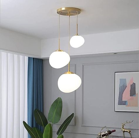 Ncaikelly Modern Irregular Globe Glass Pendant Light 3-Light Frosted Glass Creativity Hanging Cluster Pendant Light Brass Adjustable Flush Mount Ceiling Light for Dining Room Kitchen Living Room E26 - - Amazon.com White And Gold Kitchen, Simple Chandelier, Chandelier Kitchen, Glass Globe Pendant Light, Room Hanging Lights, Cluster Pendant Lighting, Kitchen Island Chandelier, Hanging Ceiling Lamps, Hanging Pendant Lamp