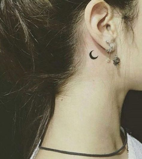 love the moon Cat Tattoos, Neck Tattoos, Tiny Tattoo, 문신 디자인, Little Tattoos, Trendy Tattoos, Tattoos For Women Small, Sleeve Tattoo, Piercing Tattoo