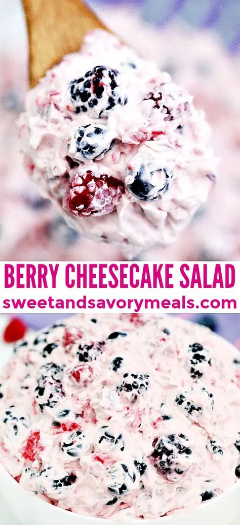 Berry Cheesecake Salad, Cheesecake Fruit Salad, Cheesecake Salad, Cheesecake Pudding, Creamy Dressing, Berry Salad, Comidas Fitness, Savory Meals, Berry Cheesecake