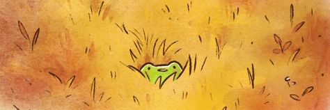 Desktop Wallpaper Frogs, Pumpkin Banner Discord, Frog Header, Yellow Aesthetic Banner, Frog Banner, Cottagecore Header, Discord Header, Banner For Discord, Banner Gifs