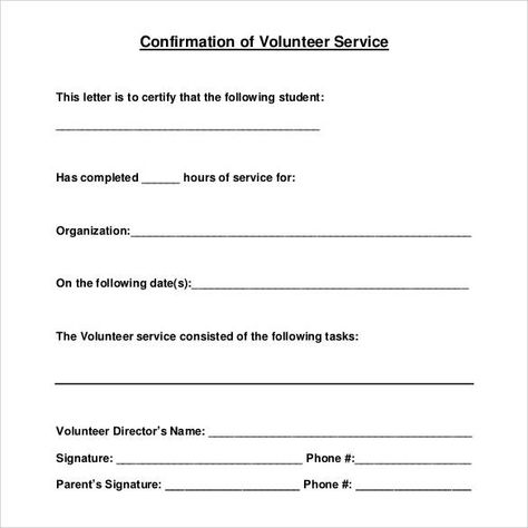 confirmation-of-volunteer-service Office Printables, Awana Ideas, Anniversary Wine Labels, High School Resume Template, Hours Tracker, Online Volunteering, Community Service Hours, Carnival Event, School Resume