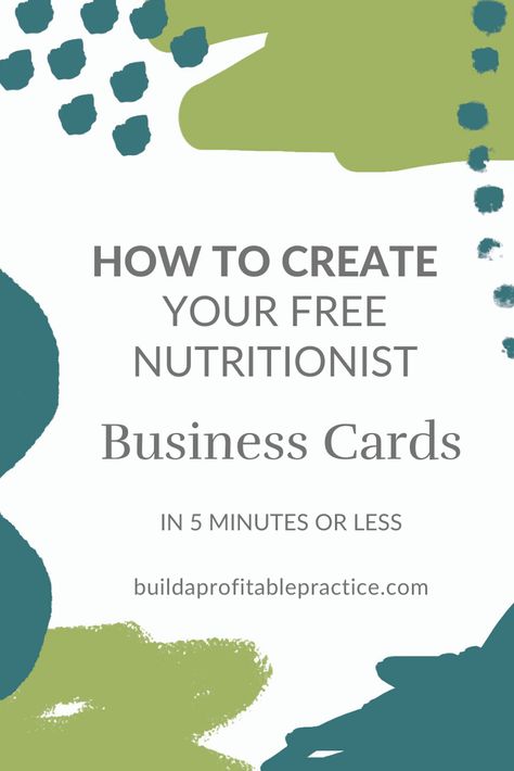 Create Your Digital Nutritionist Business Cards For Free In 5 Minutes Or Less | Andrea Nordling | Build a Profitable Practice | Looking for business card inspiration for your health business? In this blog post, I'm going to teach you a better way to pass out your business card that will take less than five minutes! Read the blog post now to get unique business card ideas for your business. #onlinebusiness #creativeentrepreneur #businesscardscreative Unique Business Card Ideas, Nutritionist Business Cards, Wellness Entrepreneur, Nutrition Business, Business Growing, Health Coach Business, Holistic Nutritionist, Wellness Business, Business Card Inspiration