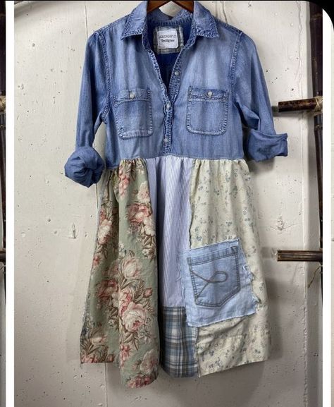 It’s Memorial Day on Monday, May 30th & Some Denim Upcycle Ideas. – Designs by Heidi Recycling Denim, Denim Shirt Dress Women, Tas Denim, Ropa Upcycling, Chique Outfit, Boho Mode, Southern Design, Denim Projects, Repurposed Clothing